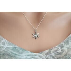 Sterling Silver Snowflake Charm with Wire And Granulation Necklace